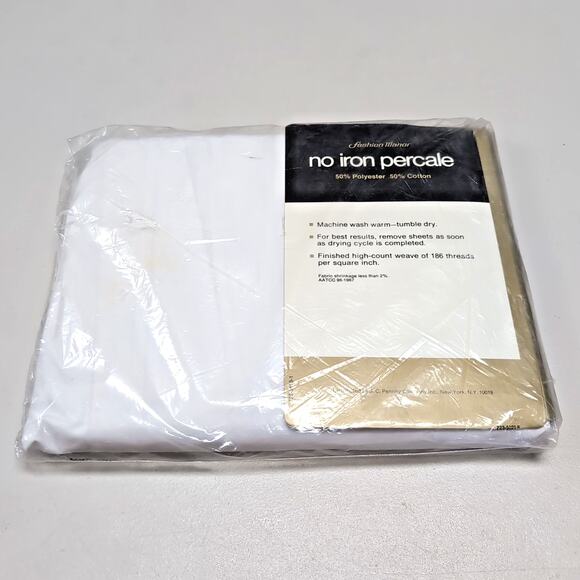 VTG JCPenney Twin Fitted Sheet White No Iron Percale 50/50 Poly/Cotton NEW READ - Picture 5 of 8